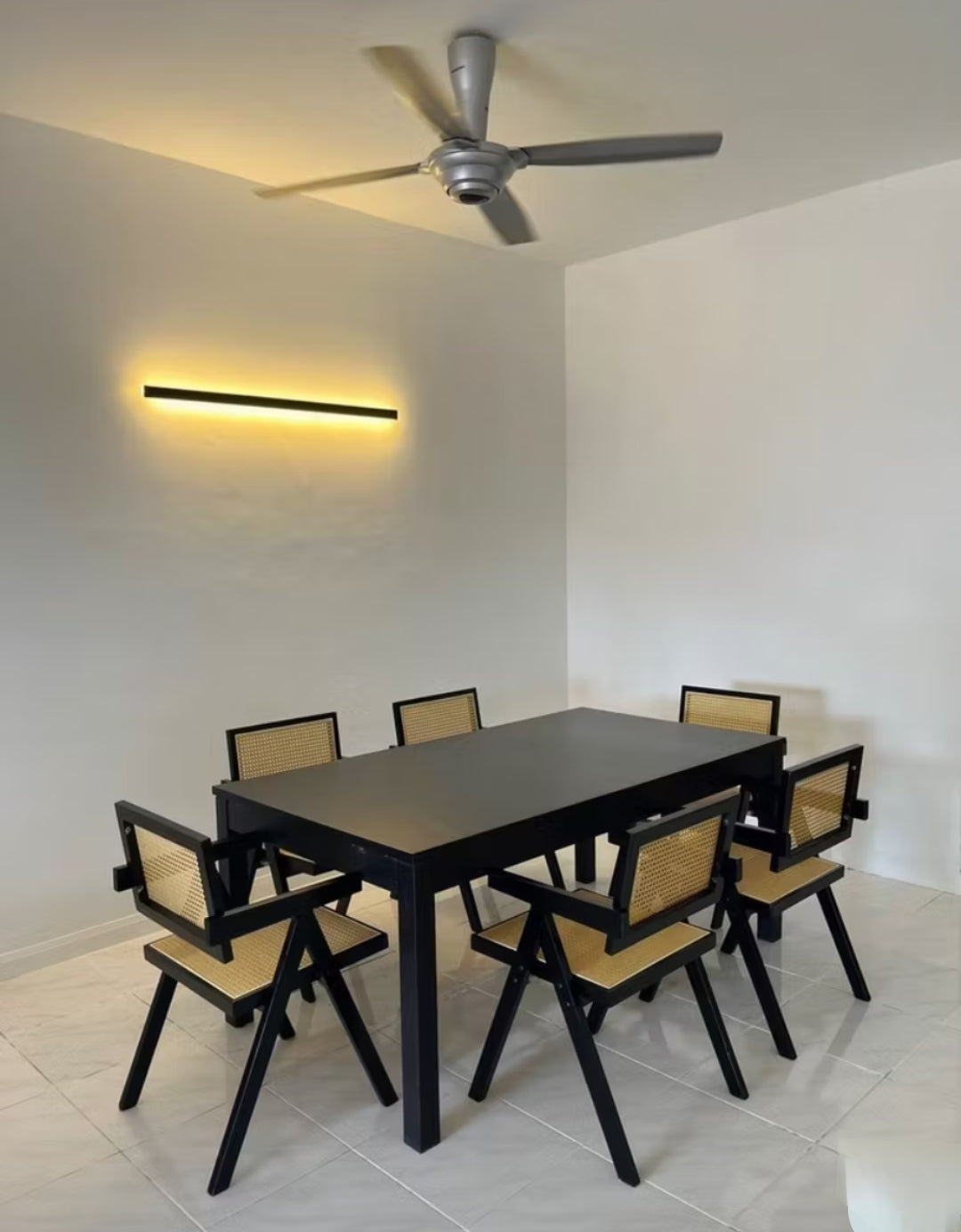 Basmah Dining Chairs, Teakwood Dinning Chairs, set of 6, placed in a room