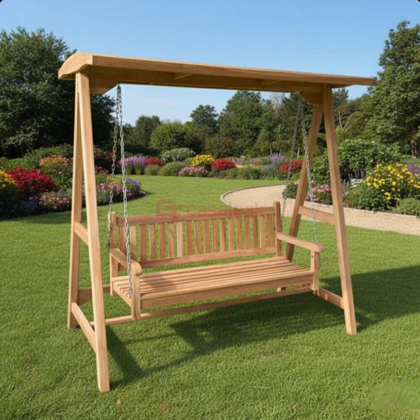 Breeze teak wood 2 seater swing for outdoor garden and patio use