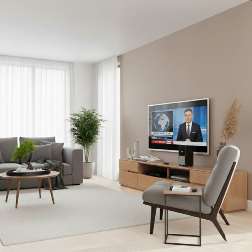 Bistro teak wood TV cabinet by Samz Design Malaysia made from A-grade teak wood with modern design
