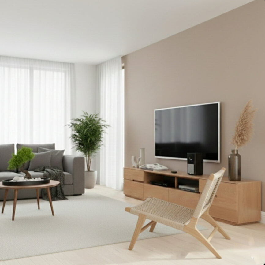 Bistro teak wood TV cabinet by Samz Design Malaysia made from A-grade teak wood with modern design