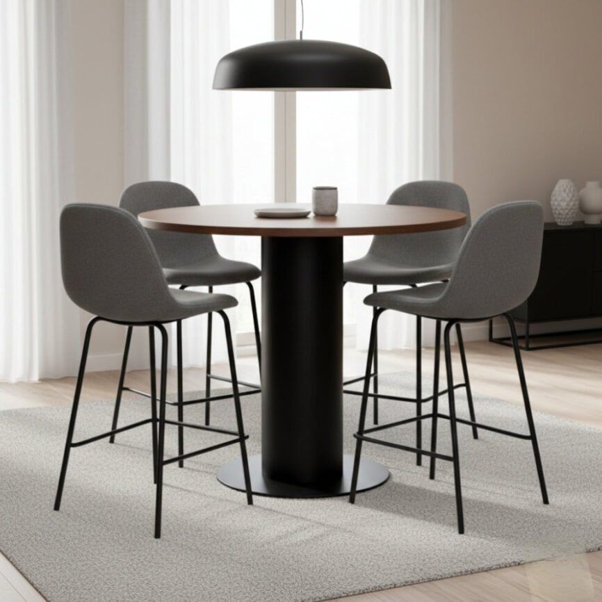 RMI high stool by Samz Design, stainless steel bar stool with upholstered seat, Shah Alam