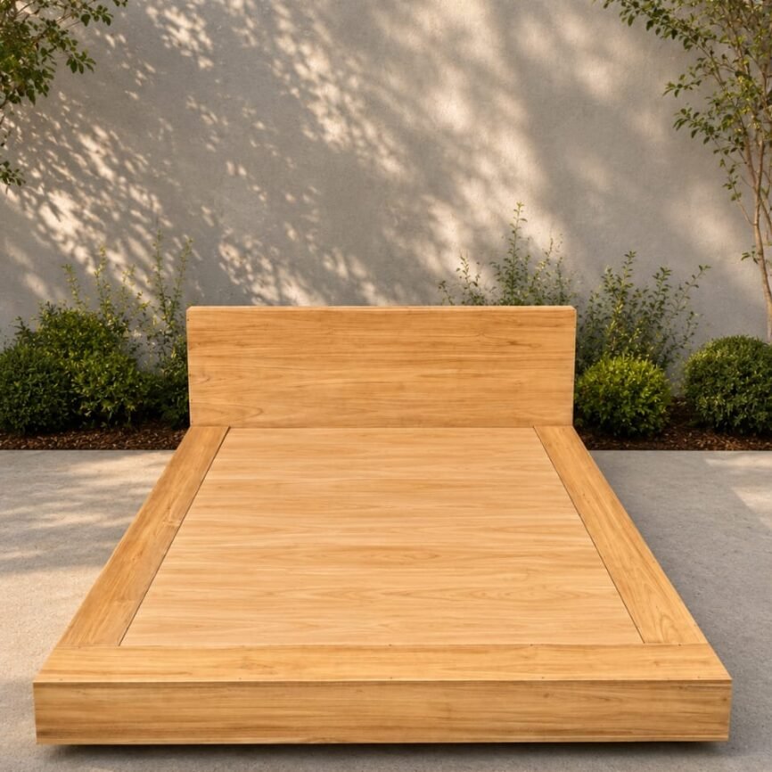 Kiara Teak Wood Bedframe crafted from premium solid teak wood by Samz Design Shah Alam