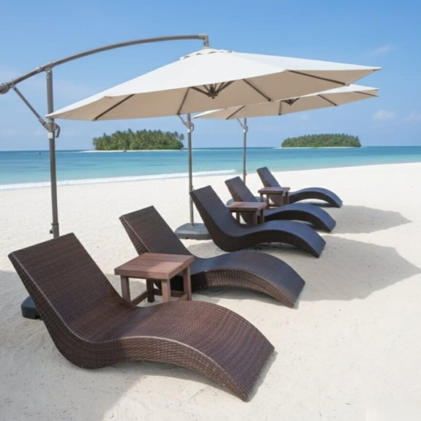 Samz wicker sun lounger by Samz Design, PE rattan weave on powder-coated aluminium frame, Shah Alam
