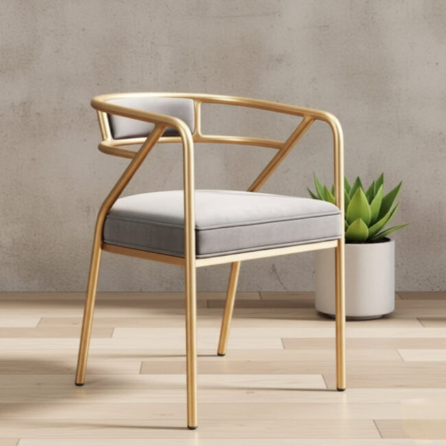 Dinning Chair made from Powder Coated Aluminum and upholstered material