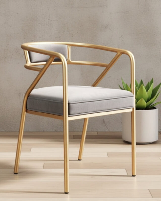 Dinning Chair made from Powder Coated Aluminum and upholstered material