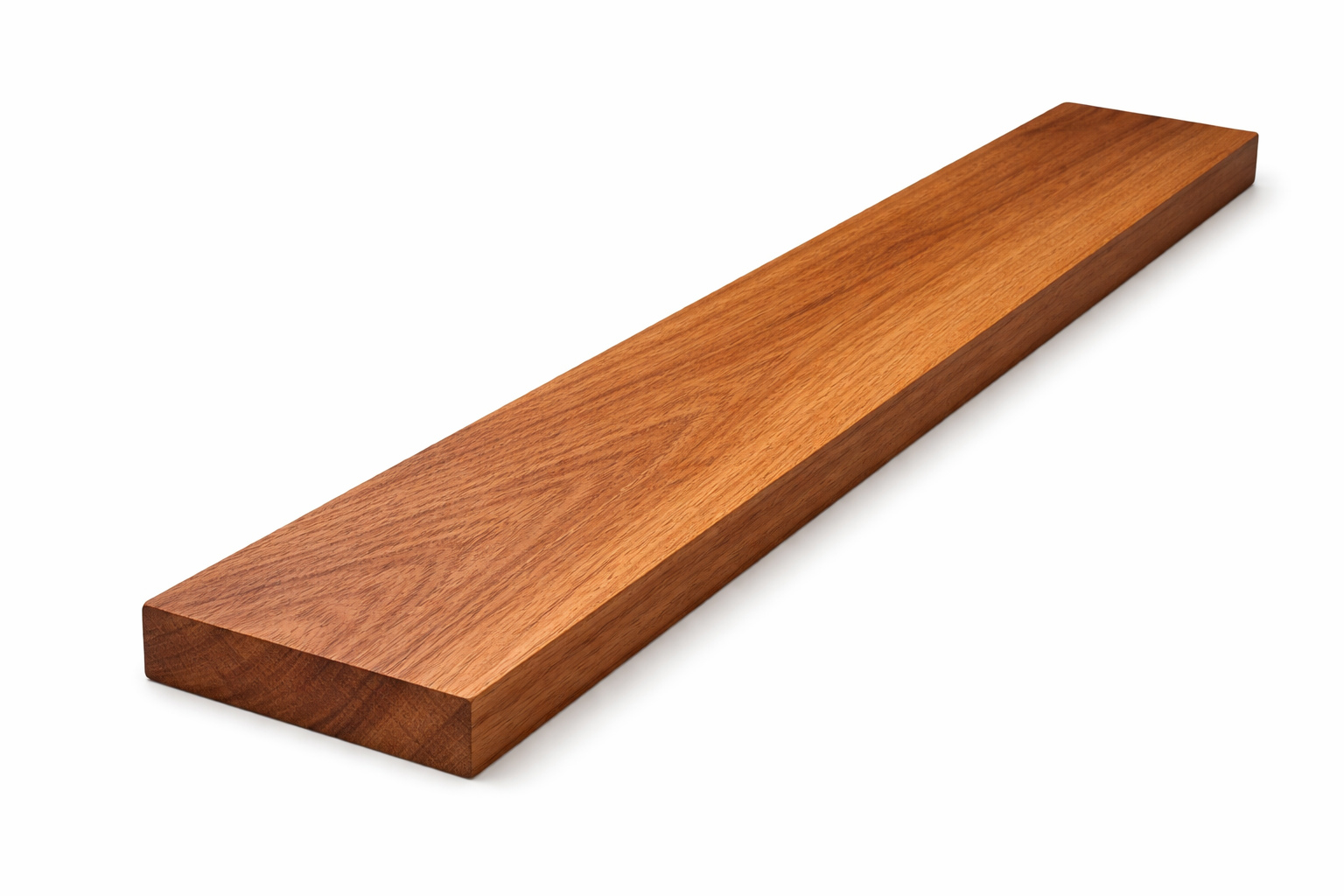 Close-up of a balau wood plank showing its dense grain and warm colour