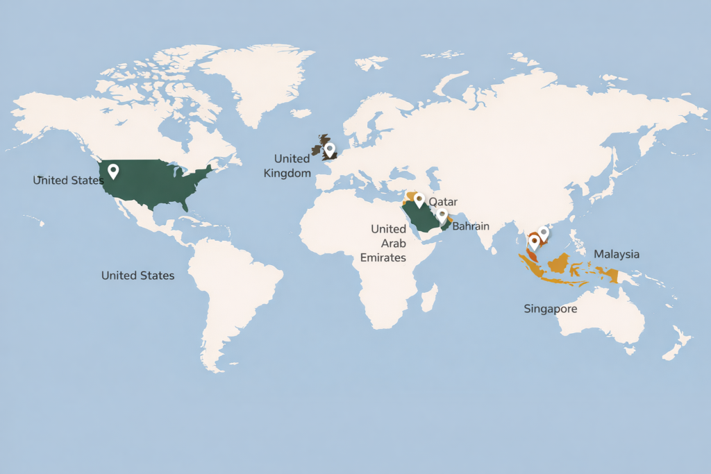 Map of countries served by Samz Design