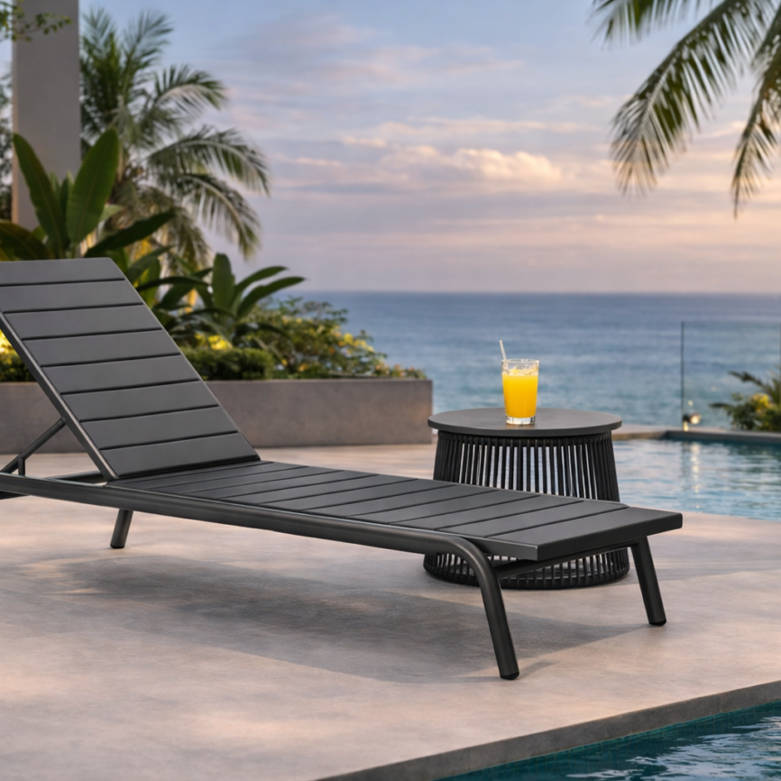 Klana aluminium sun lounger by Samz Design, pure powder-coated aluminium, Shah Alam