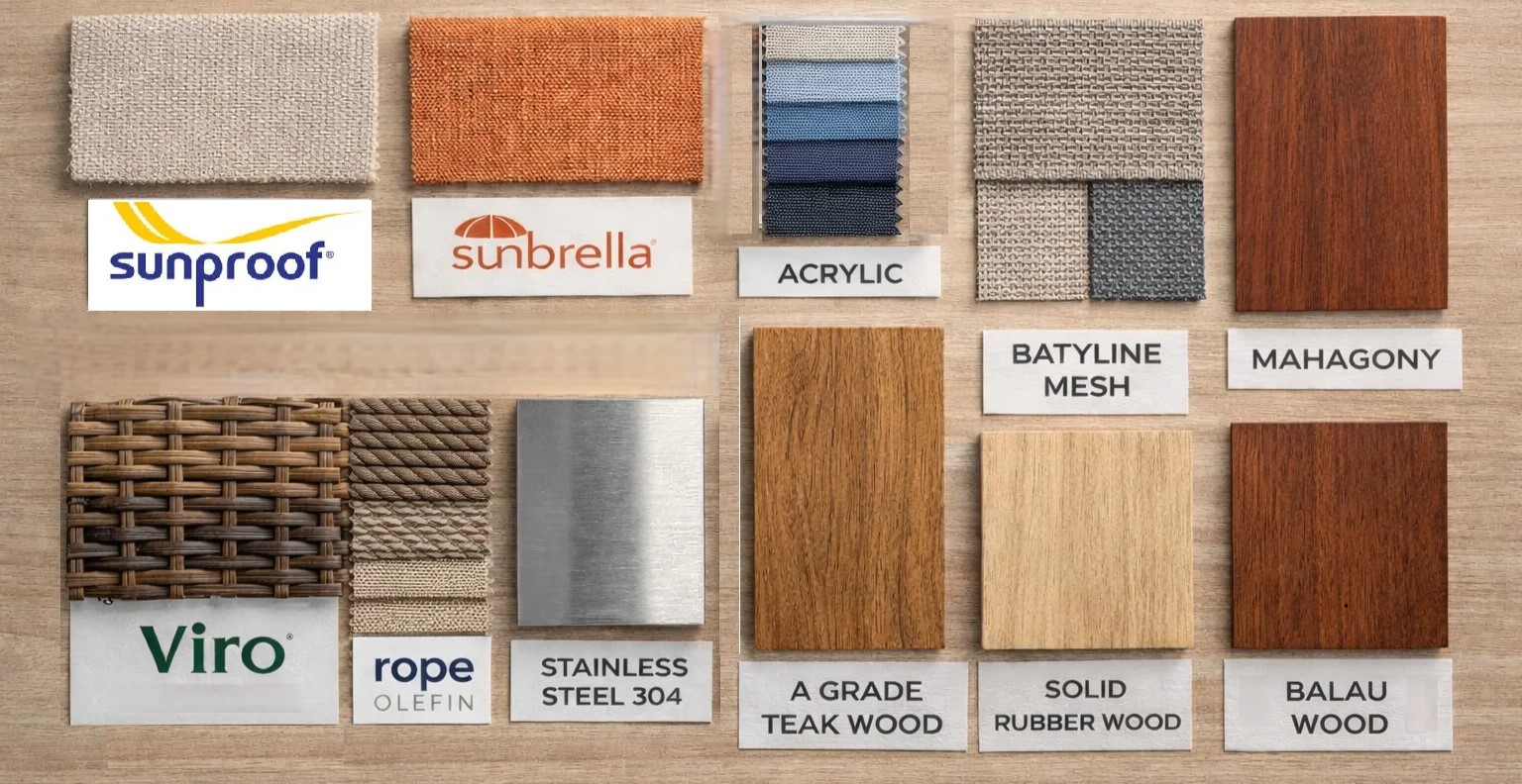 Material Board sample of all materials used by Samz Design