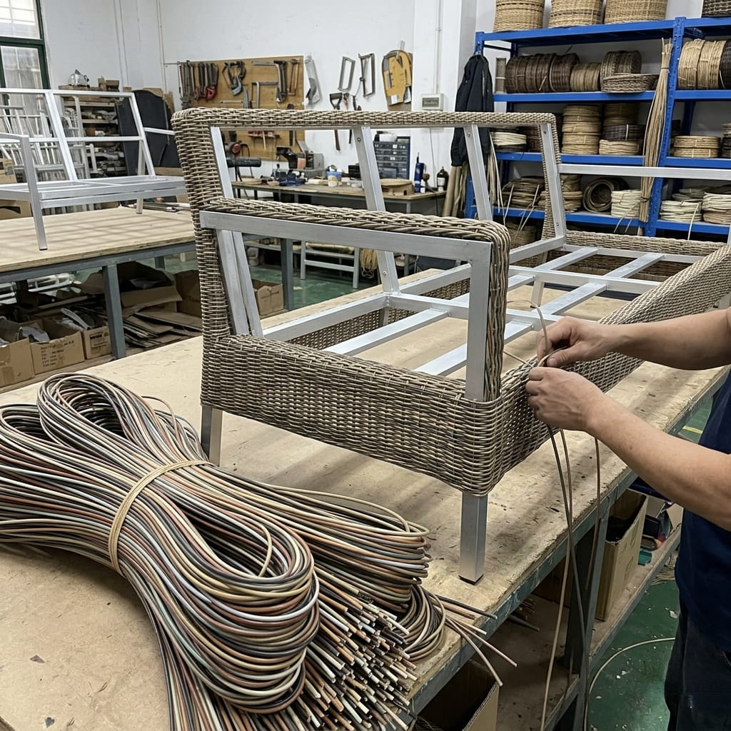 Synthetic Viro Wicker material and weaving