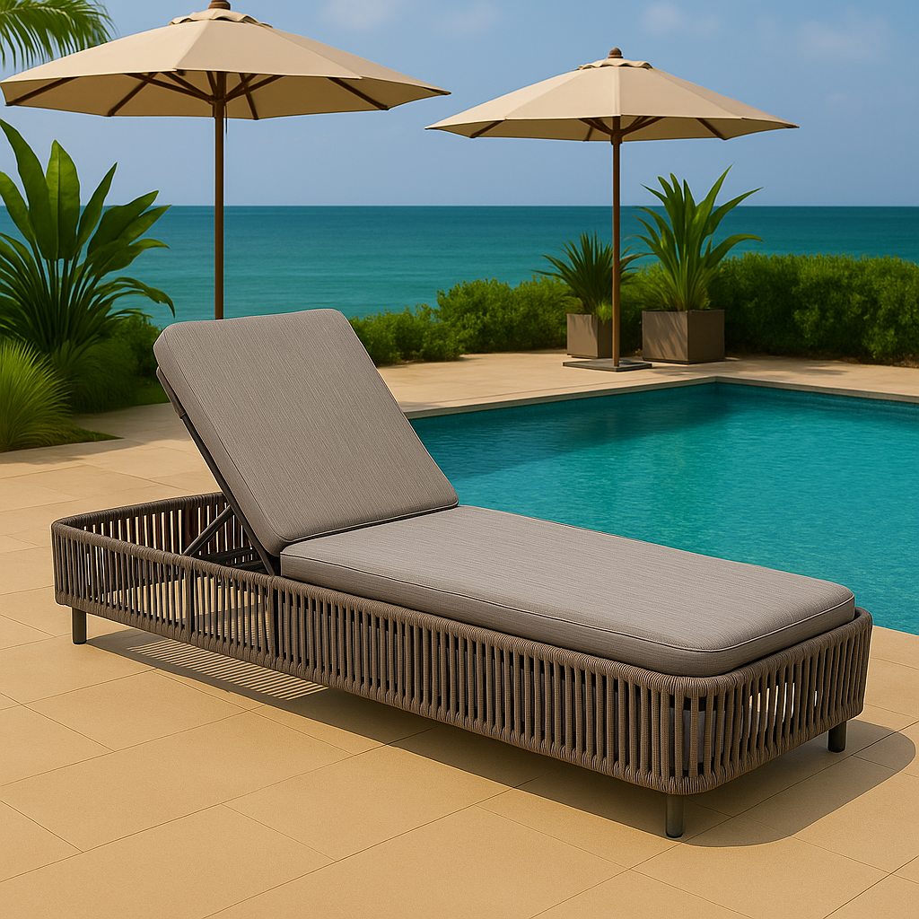 Jumairah Outdoor Aluminium Rope Sun Lounger by Samz Design with aluminium frame and olefin rope for outdoor use