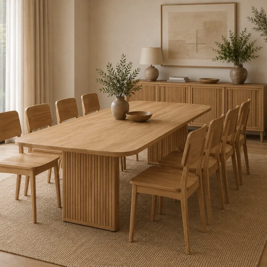 Wave teak wood dining table by Samz Design Shah Alam