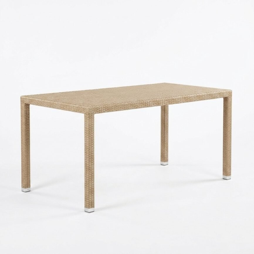 Berlin outdoor wicker dining table with glass top table