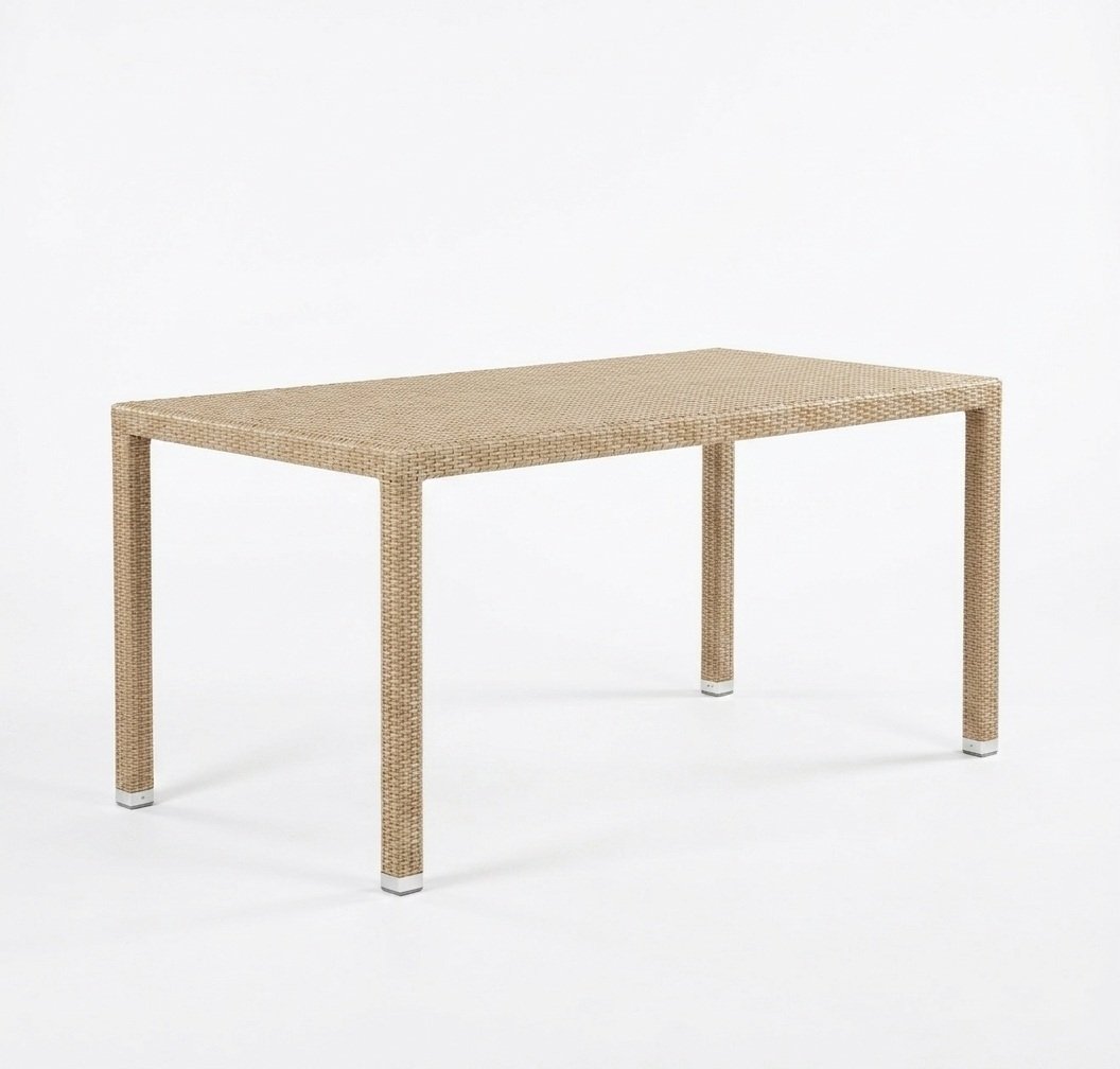 Berlin outdoor wicker dining table with glass top table