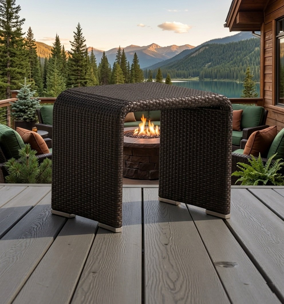 Rompin outdoor wicker side table
